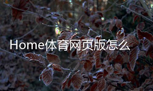 Home体育网页版怎么样？玩家真实体验与深度评测